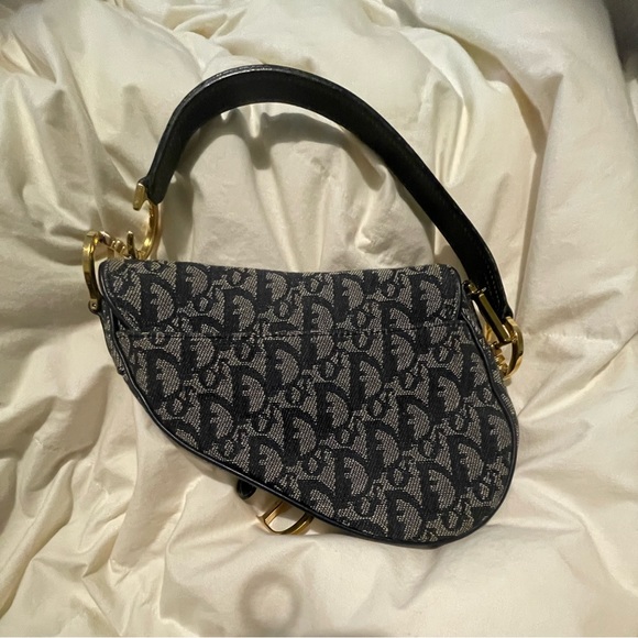 Vintage Dior Oblique Saddle Bag Navy - Picture 7 of 9